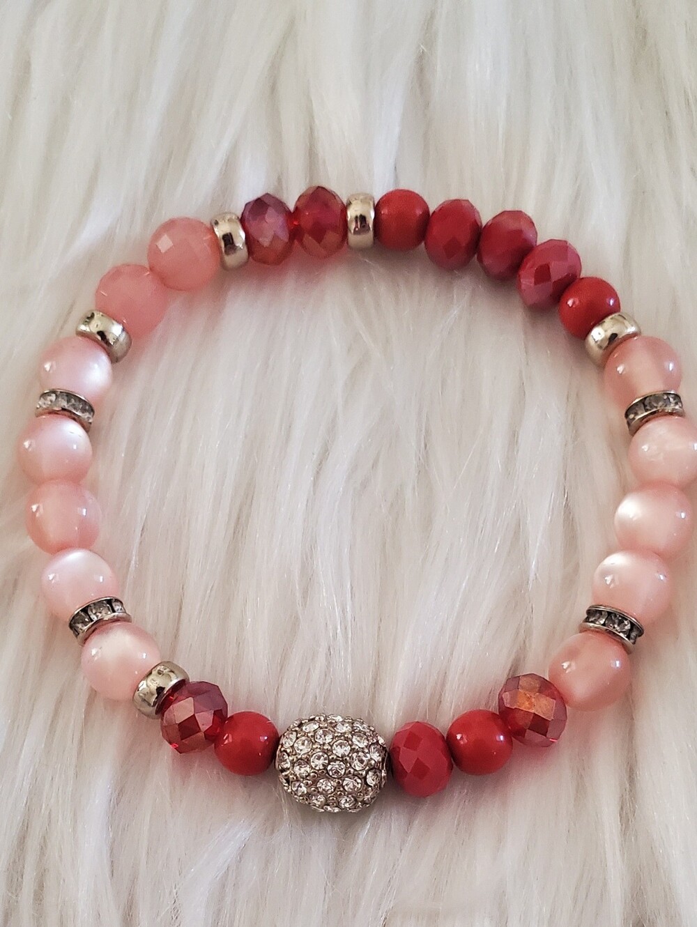 WHBM Pink, Berry Beaded Tassel Necklace & Stretch Bracelet Set | Crystal Accents - Picture 9 of 10